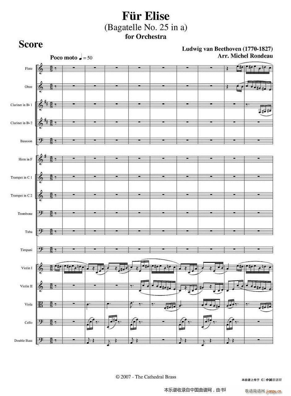 致爱丽丝 管弦乐 乐器谱(总谱)1
