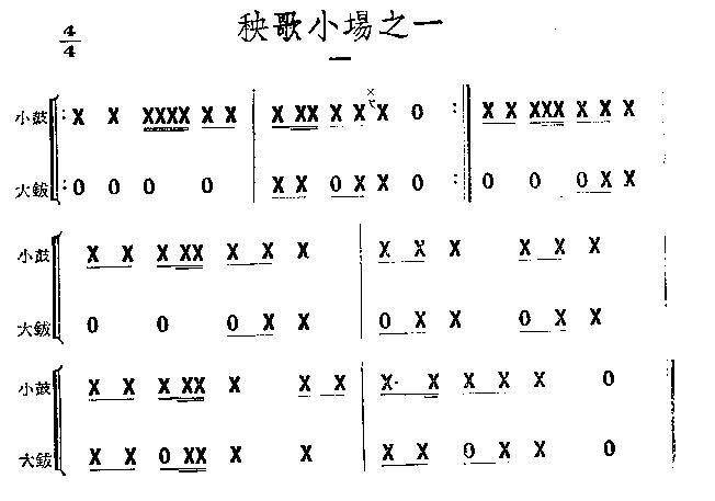 秧歌小场之一鼓谱