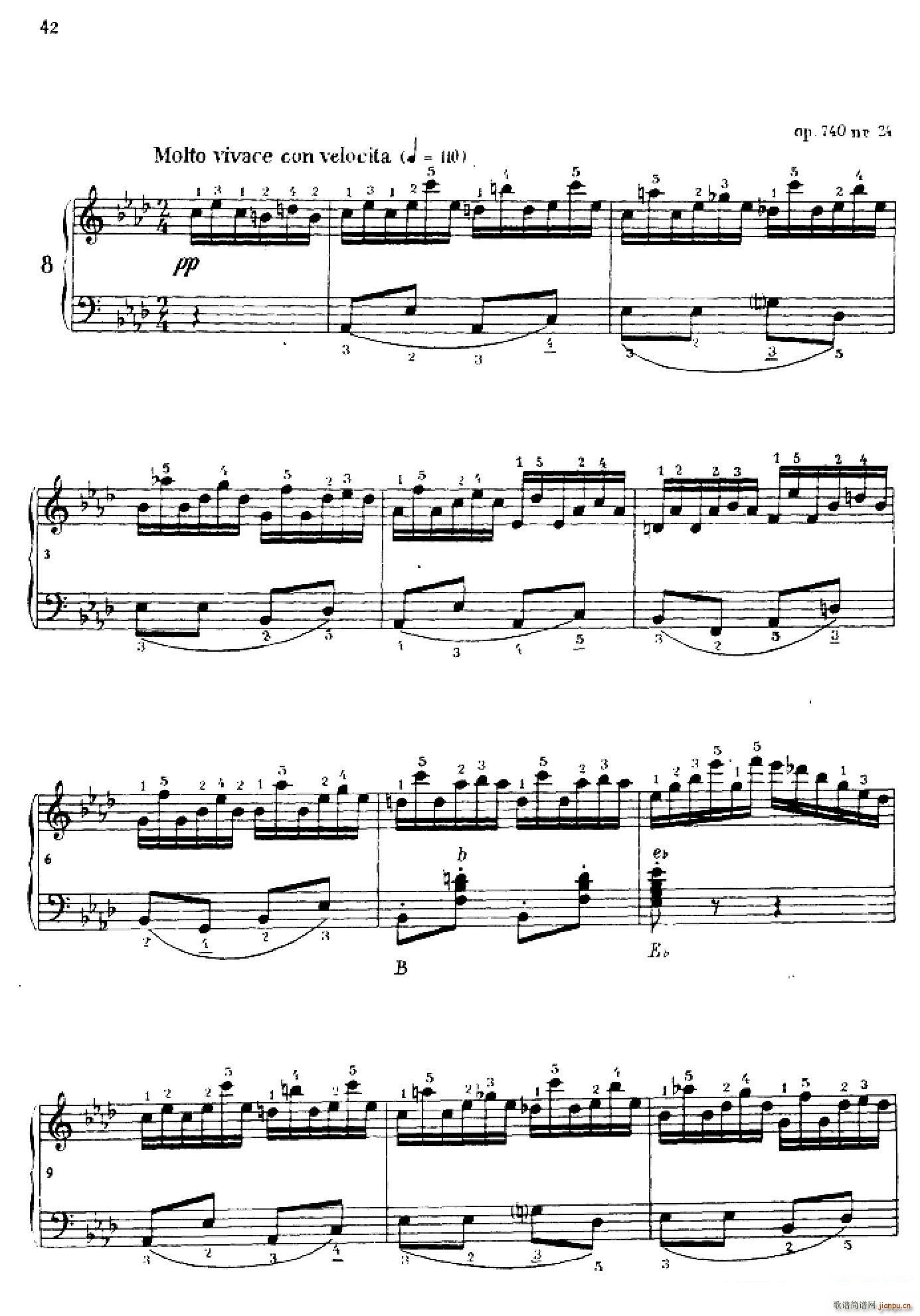 车尔尼手风琴练习曲集 第Ⅳ册 第8首(手风琴谱)1