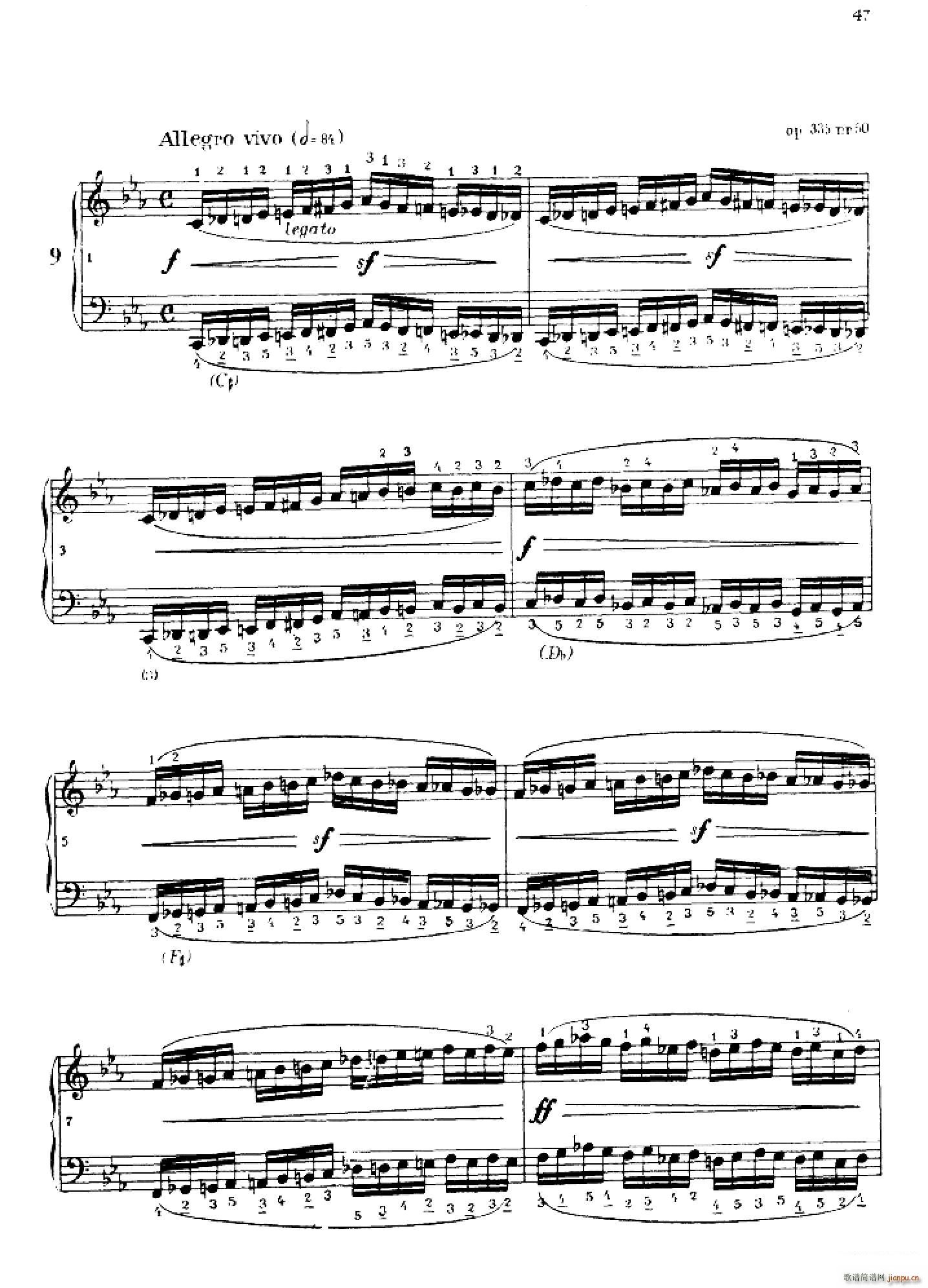 车尔尼手风琴练习曲集 第Ⅳ册 第9首(手风琴谱)1