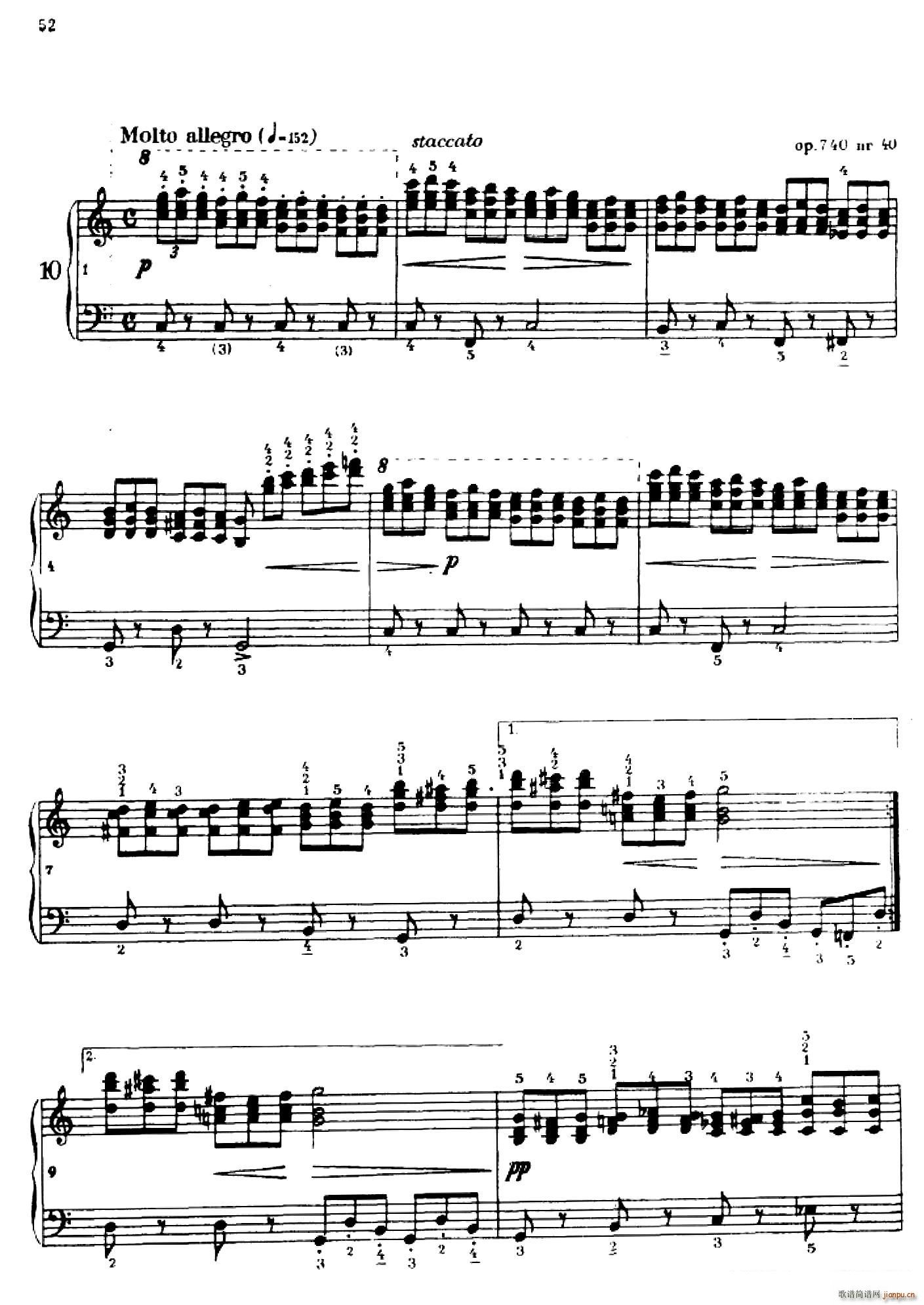 车尔尼手风琴练习曲集 第Ⅳ册 第10 11首(手风琴谱)1
