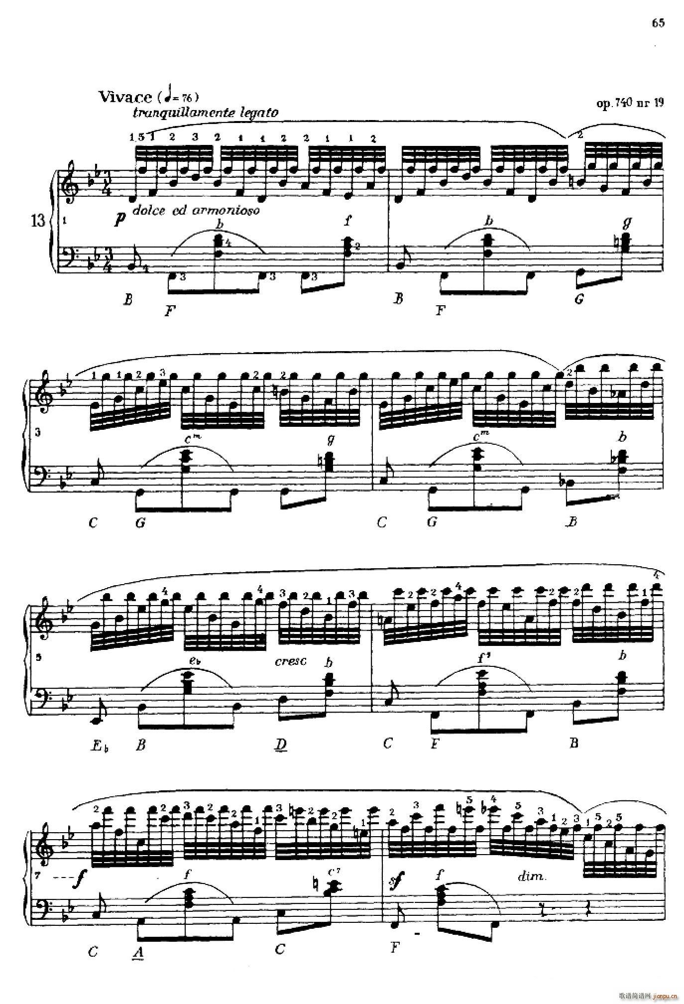 车尔尼手风琴练习曲集 第Ⅳ册 第13首(手风琴谱)1