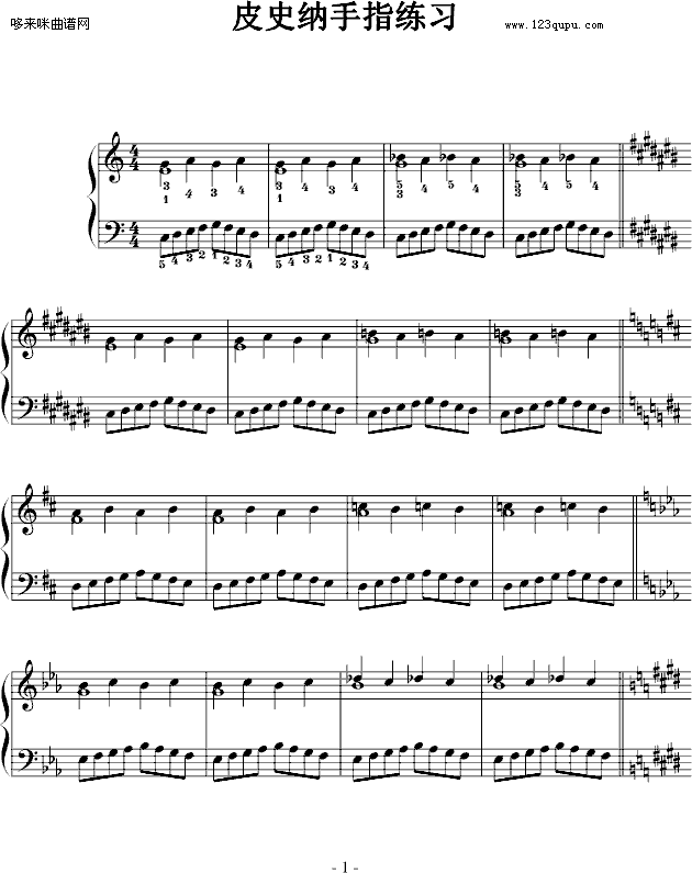 皮史納手指練習-皮史納(鋼琴譜)1