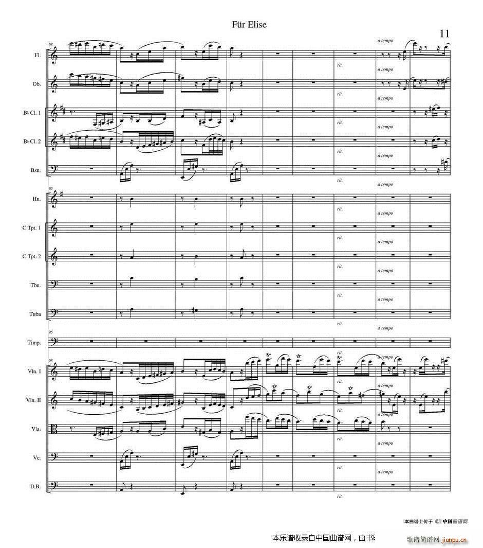 致爱丽丝 管弦乐 乐器谱(总谱)11