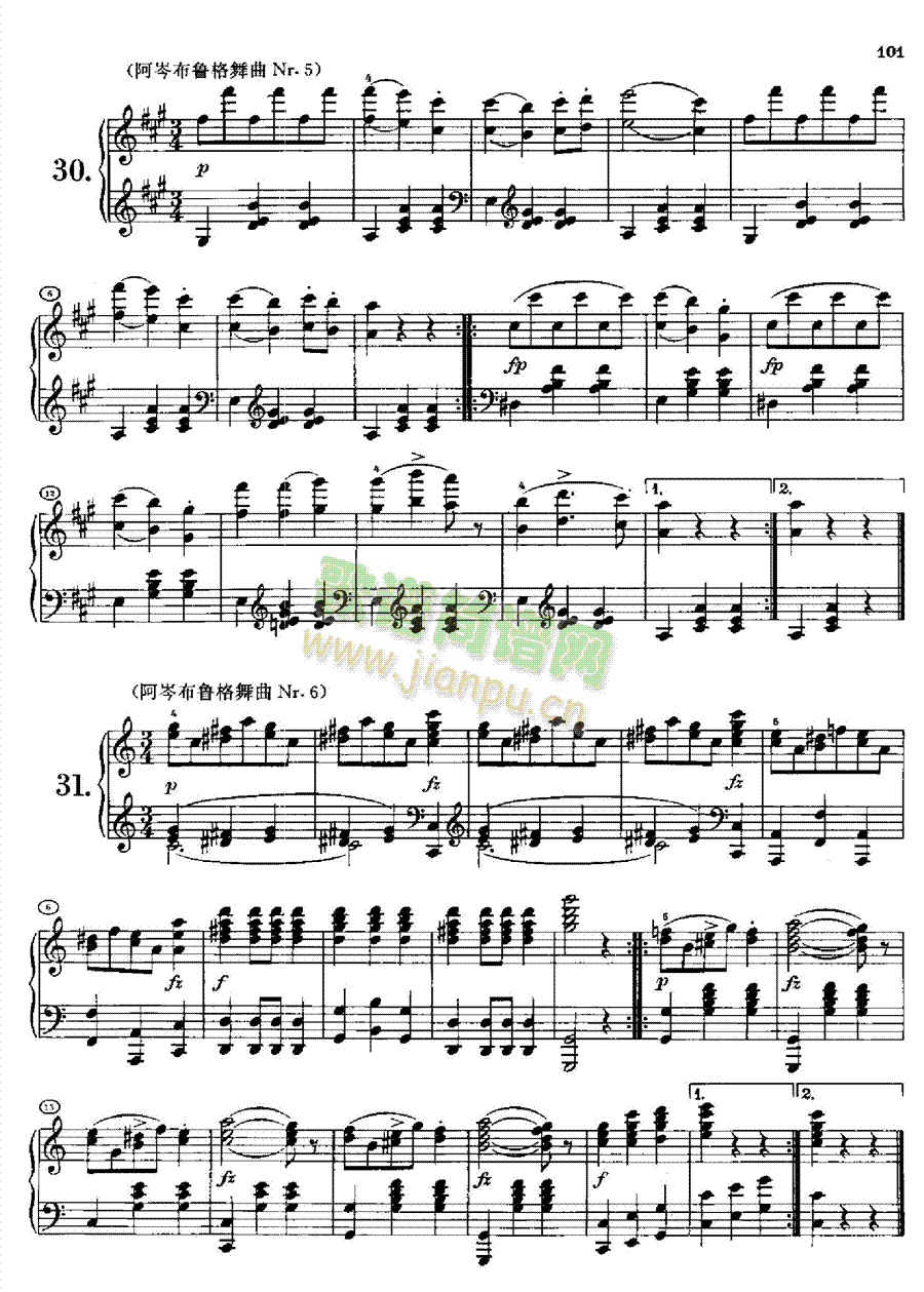36首原創舞曲又名第一圓舞曲Opus9.D365鍵盤類鋼琴(鋼琴譜)13