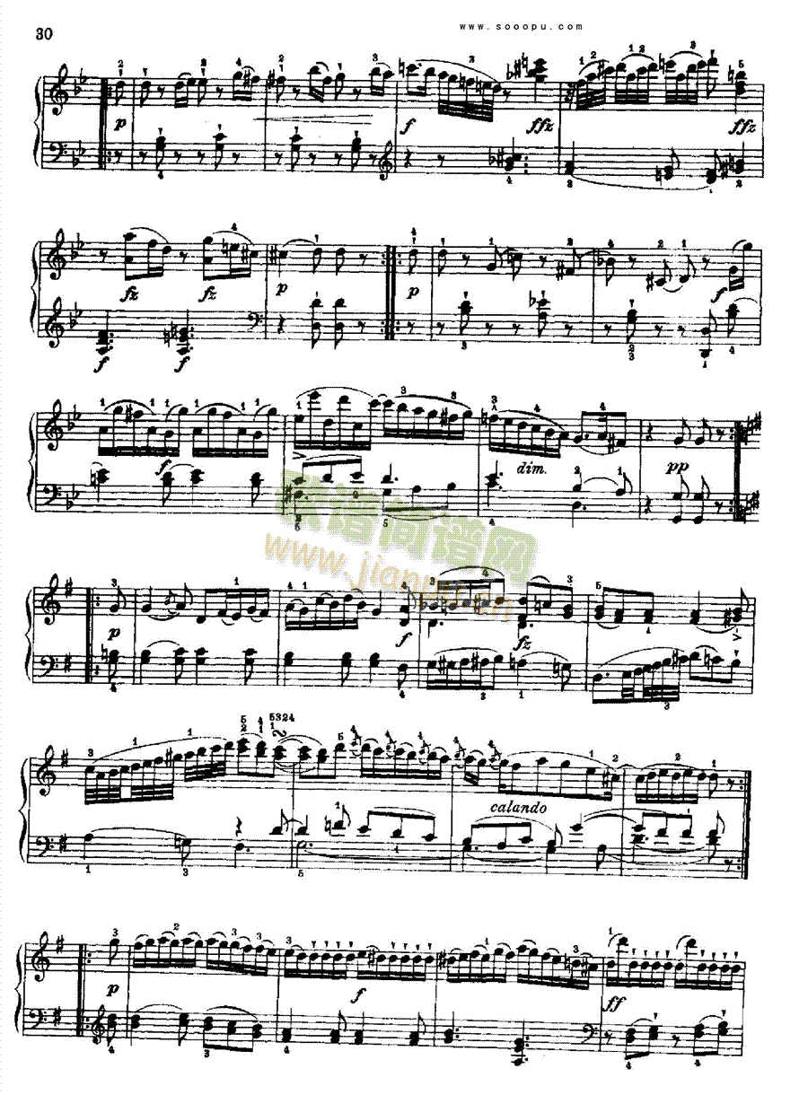 奏鸣曲四1784年出版键盘类钢琴(钢琴谱)3