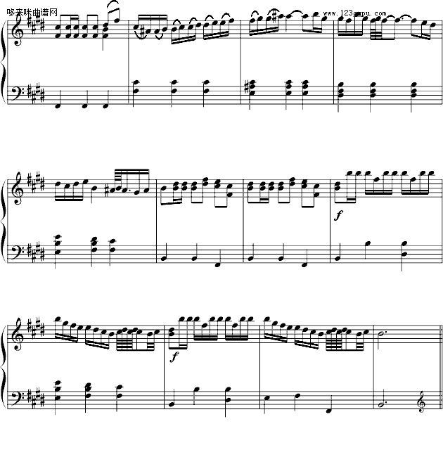 E大调奏鸣曲-世界名曲(钢琴谱)3