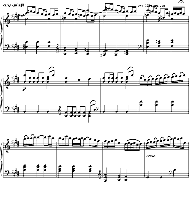 E大调奏鸣曲-世界名曲(钢琴谱)5