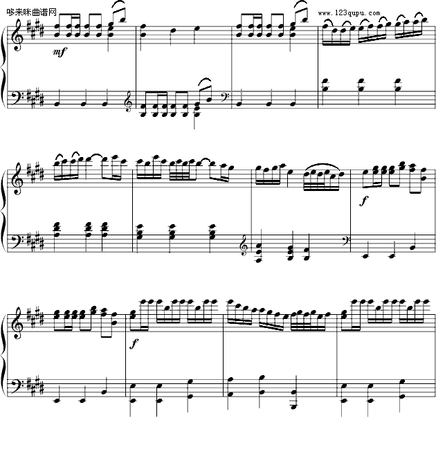 E大调奏鸣曲-世界名曲(钢琴谱)6