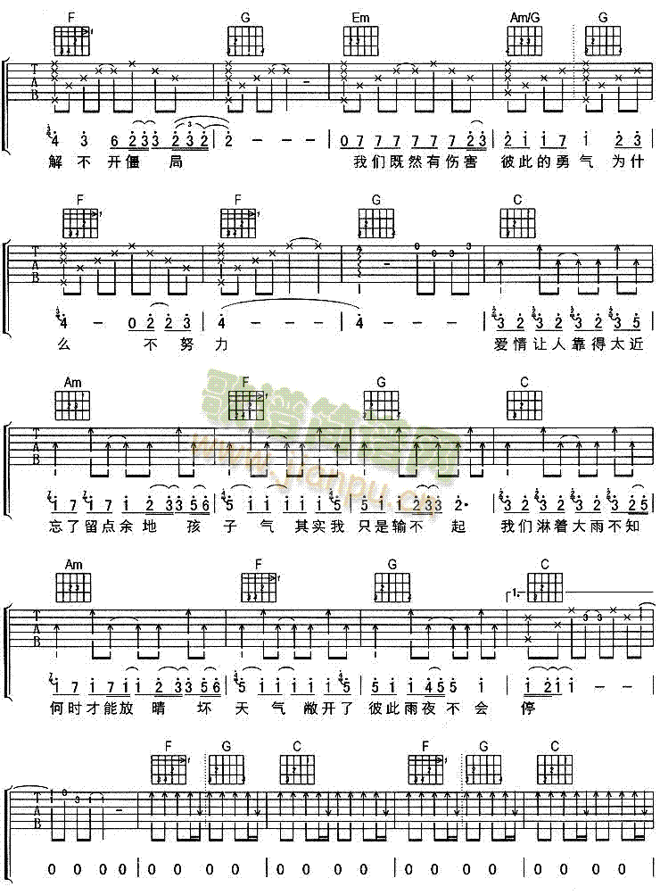 坏天气(孙燕姿)简谱_坏天气(孙燕姿)吉他谱曲谱_吉他谱_818简谱曲谱网