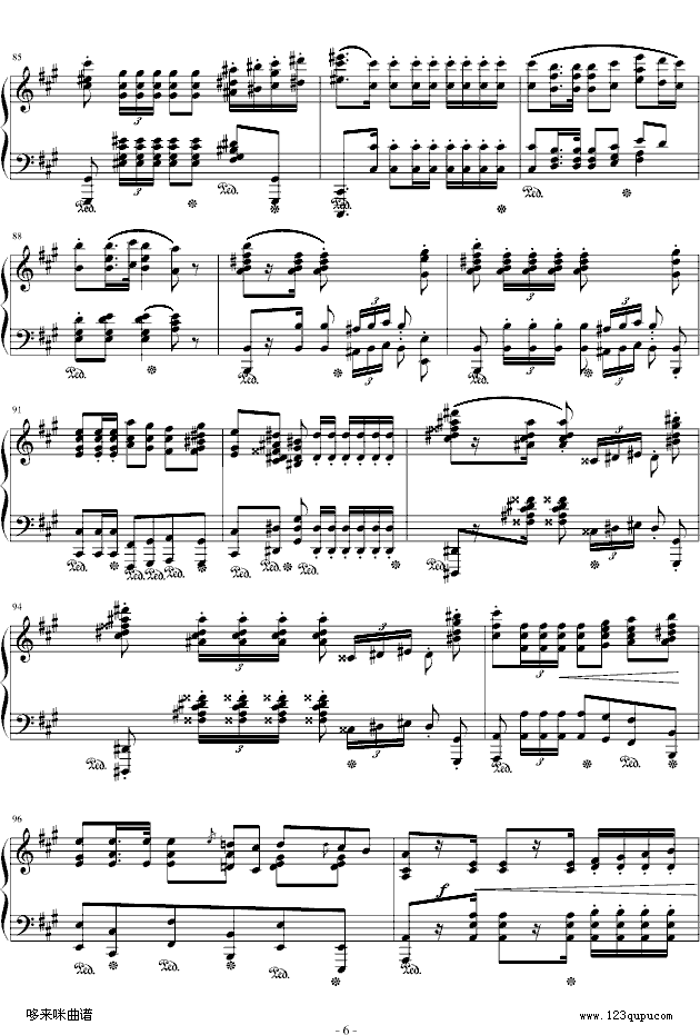 波兰军队舞曲-Op.40No.1-肖邦(钢琴谱)6