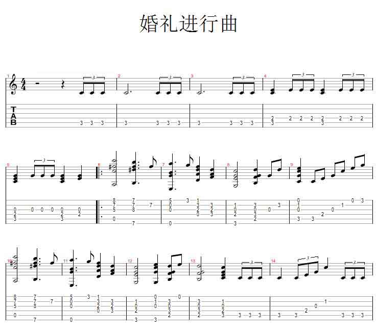 婚礼进行曲简谱_婚礼进行曲吉他谱曲谱_吉他谱_818简谱曲谱网