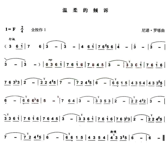 中國樂譜網——【葫蘆絲】溫柔的傾訴