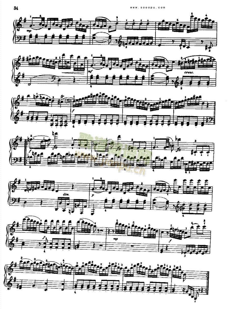 奏鸣曲四1784年出版键盘类钢琴(钢琴谱)7