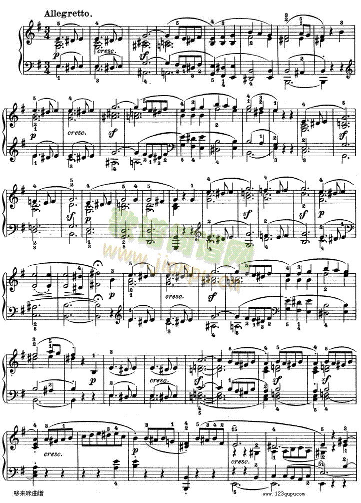 e大调第九钢琴奏鸣曲 op 14 no—1