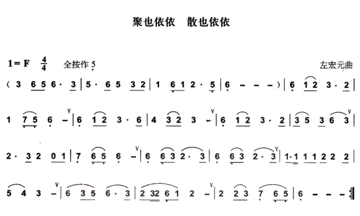 中國樂譜網——【葫蘆絲】聚也依依 散也依依