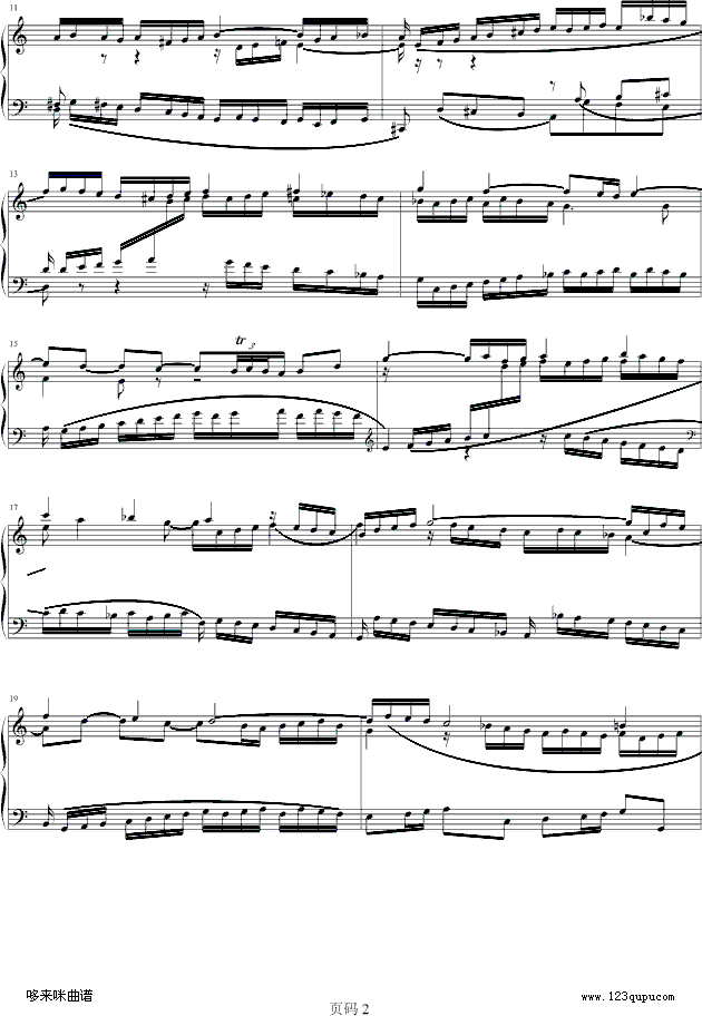 巴赫三部创意曲1谱子图片