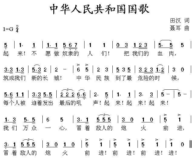 电子琴乐谱国歌图片